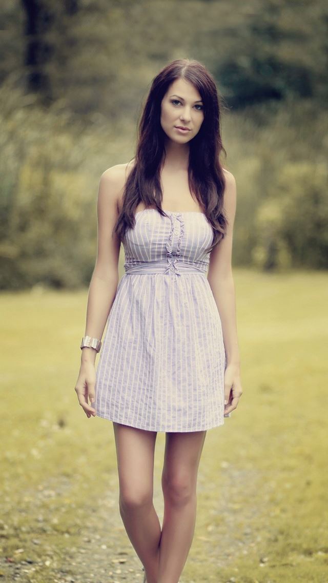 640x1136 White dress brunettes girl - brunettes iPhone Wallpaper
