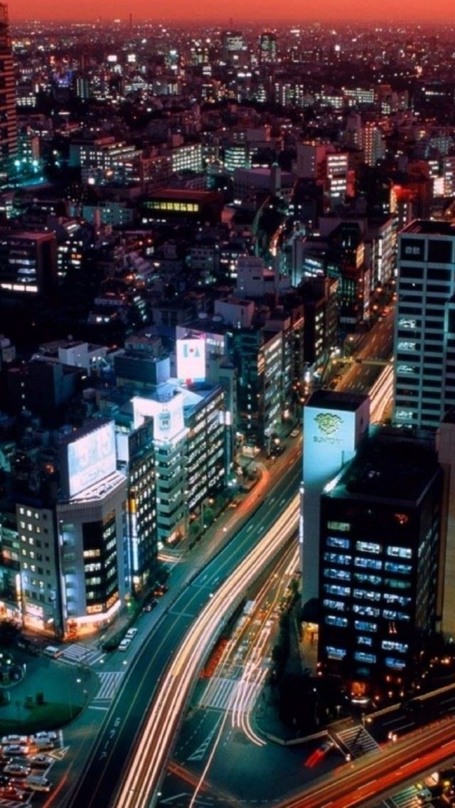 640x1136 Night View Tokyo Japan - road iPhone Wallpaper