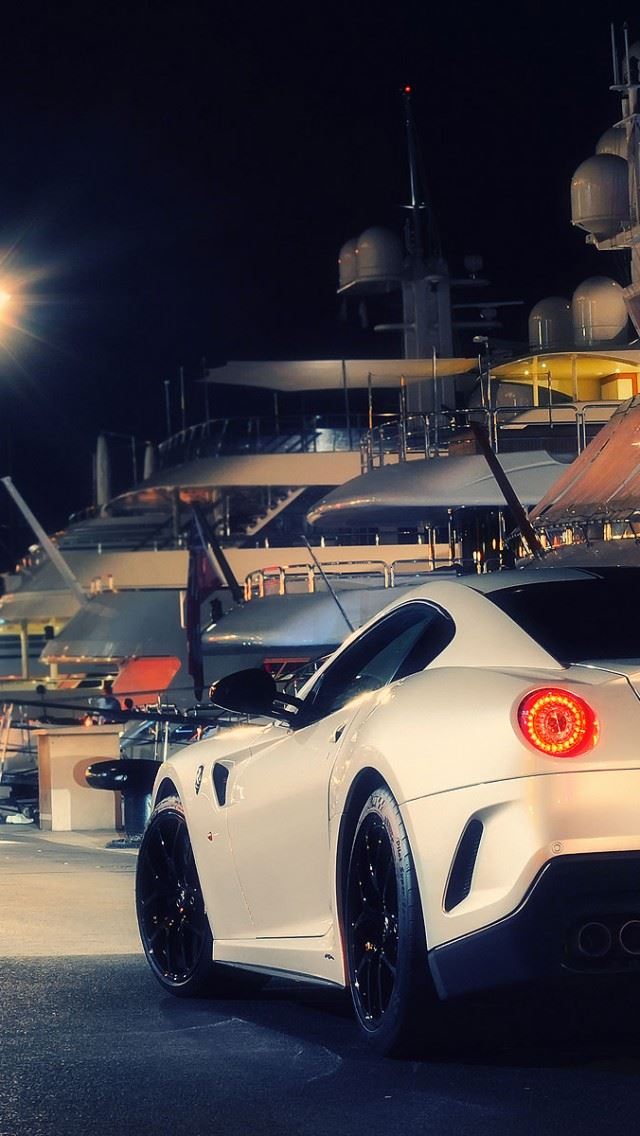 640x1136 Ferrari 599 GTO White Night -  iPhone Wallpaper