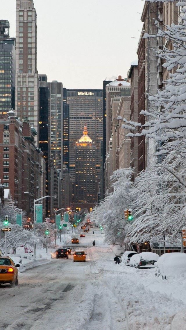 1284x2778 NY Winter Snow USA - tower iPhone Wallpaper