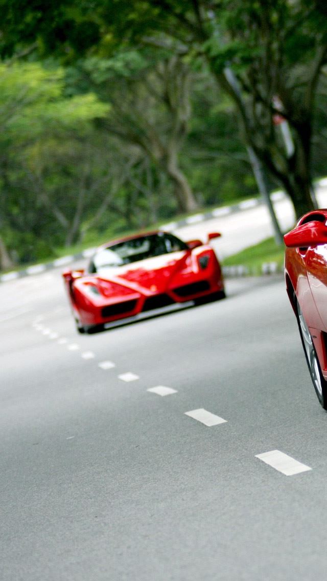 640x1136 Ferrari Red Speed Grace Walk HD - tree iPhone Wallpaper