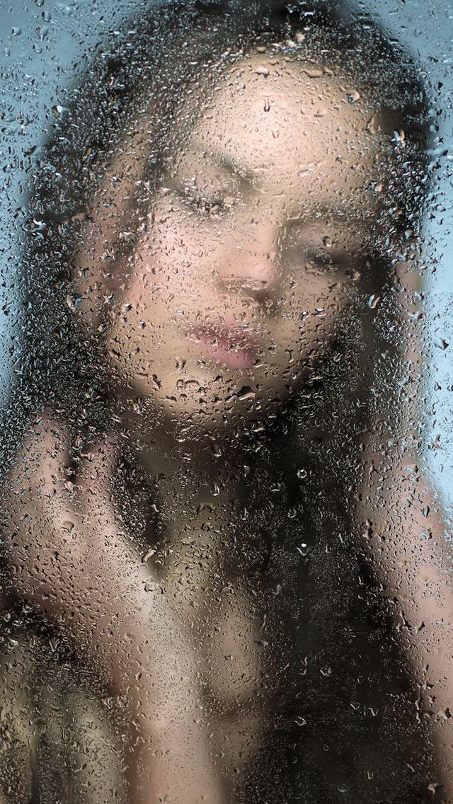 640x1136 Brunettes showers silhouette water drop - pink iPhone Wallpaper