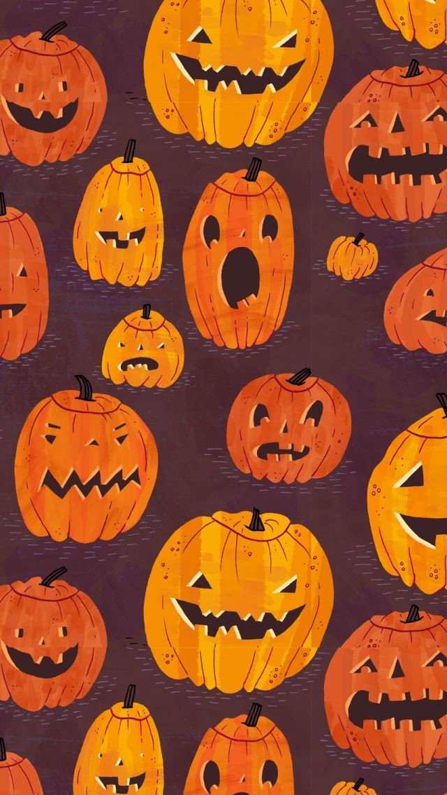 640x1136 Halloween Pumpkins Pattern -  iPhone Wallpaper