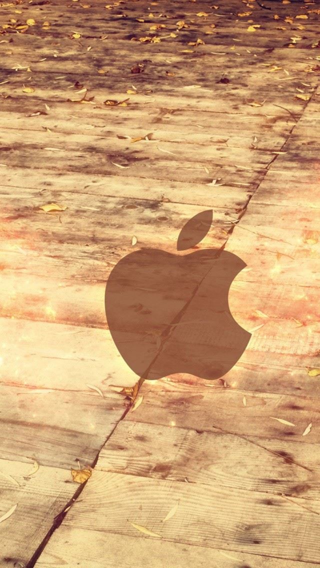 640x1136 Apple Logo Wood Floor - floor iPhone Wallpaper
