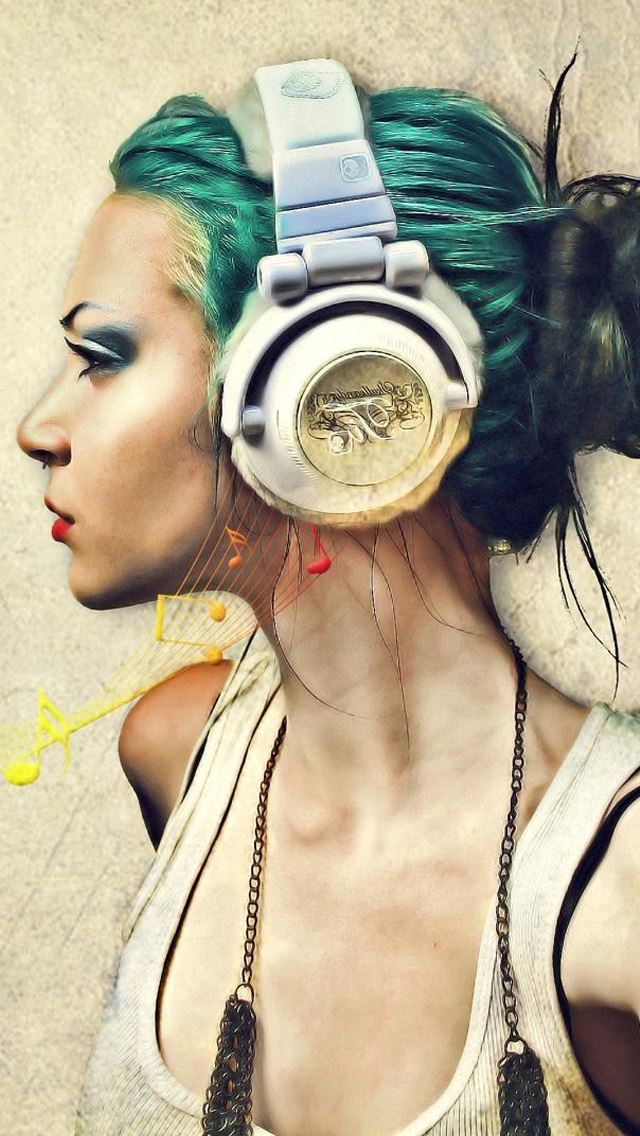 640x1136 Music girl - pink iPhone Wallpaper