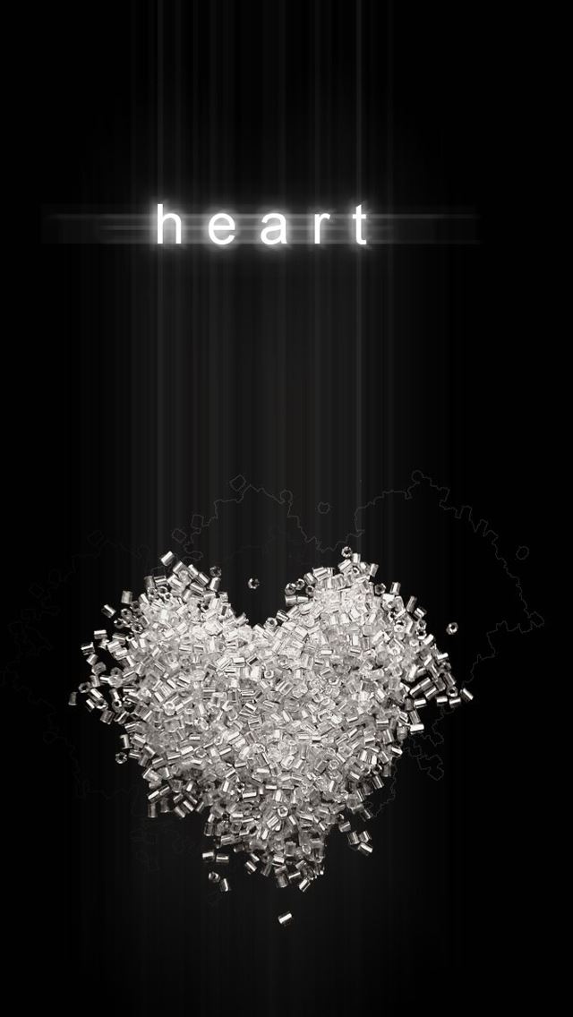 640x1136 Heart black background - line iPhone Wallpaper