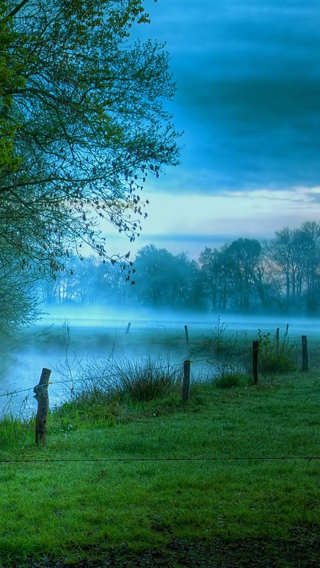 640x1136 Morning fog lake -  iPhone Wallpaper