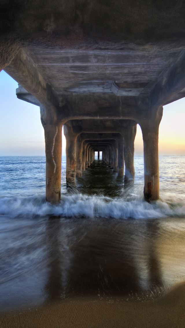 640x1136 Sunset under the pier - pier iPhone Wallpaper