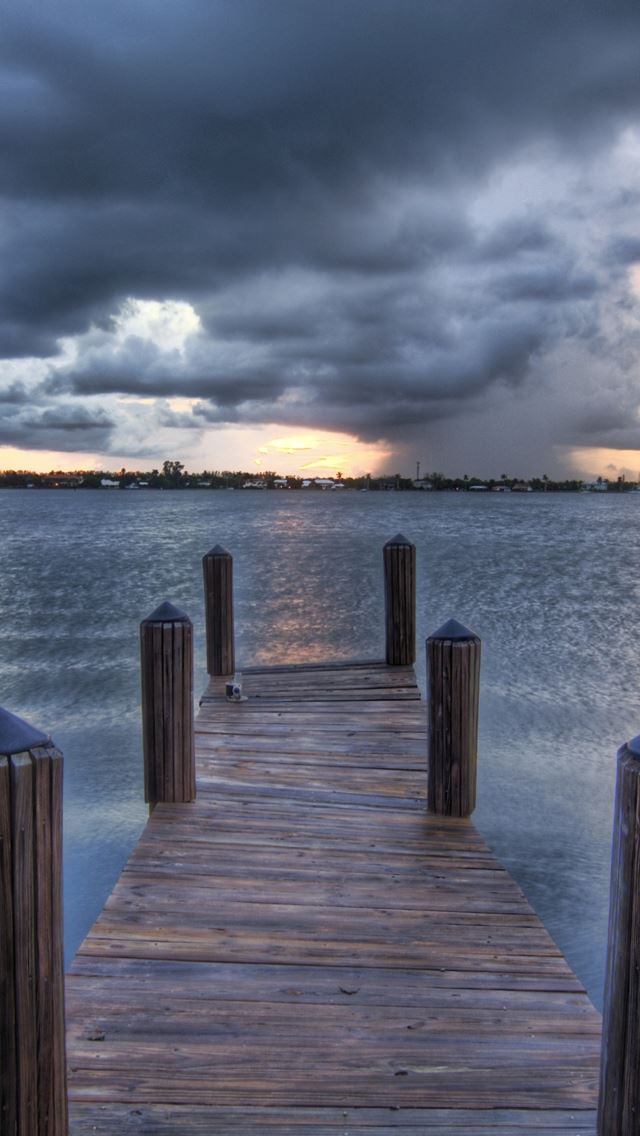 640x1136 Sea pontoon - wood iPhone Wallpaper
