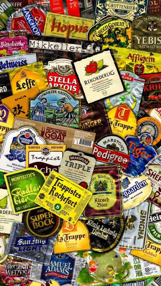 640x1136 Beer Labels - yellow iPhone Wallpaper