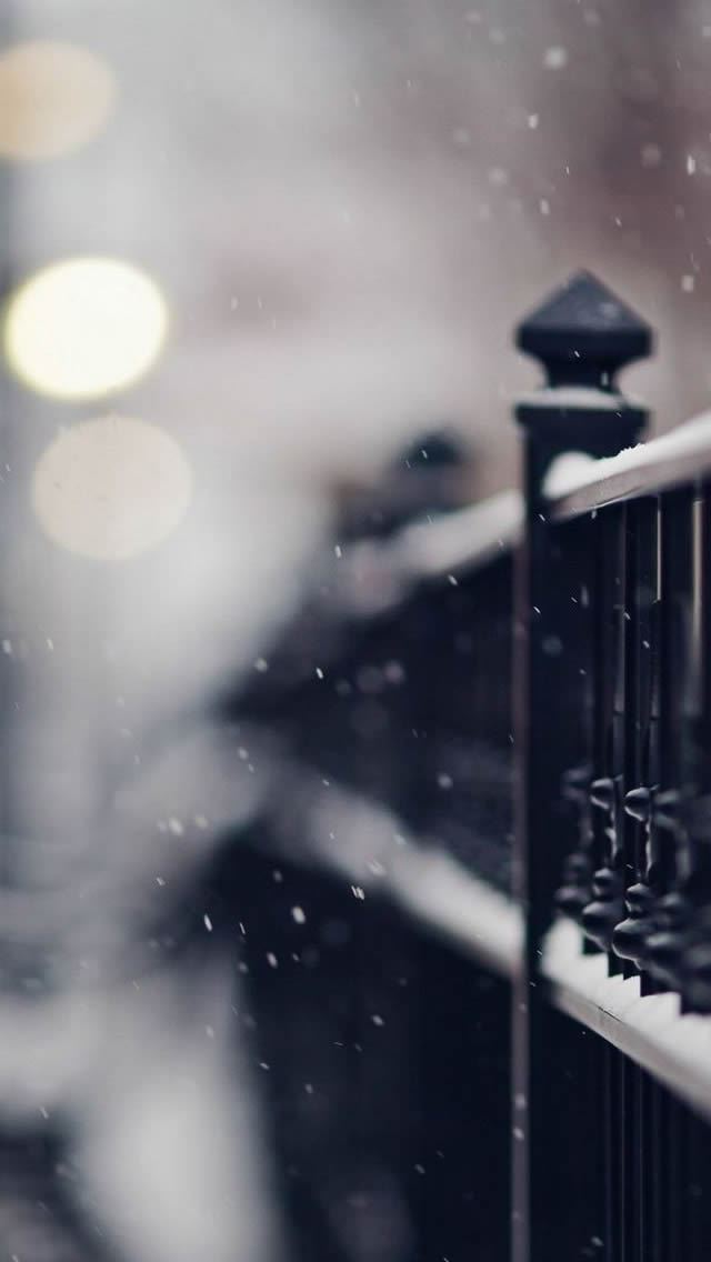 640x1136 Snowy Iron Fence -  iPhone Wallpaper
