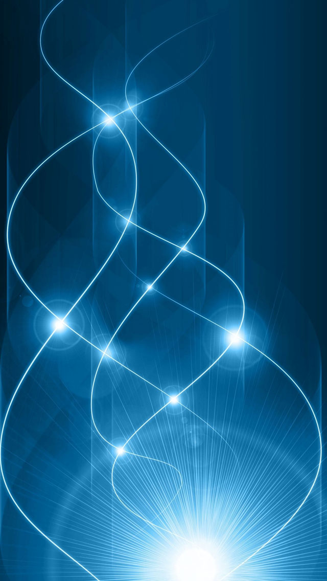 Glowing blue waves iPhone wallpaper 