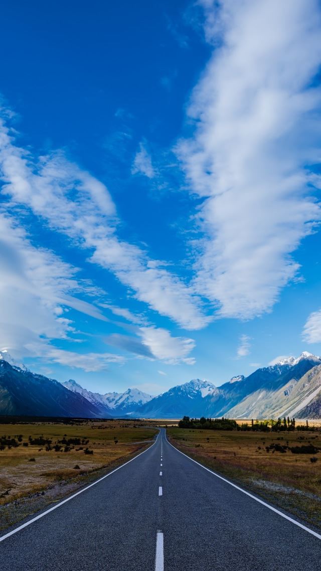 640x1136 Endless Valley - road iPhone Wallpaper