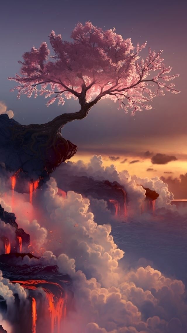 640x1136 nature flowering fire - pink iPhone Wallpaper
