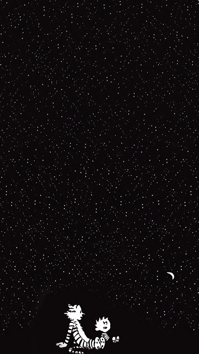 calvin and hobbes in the starry night iPhone wallpaper 