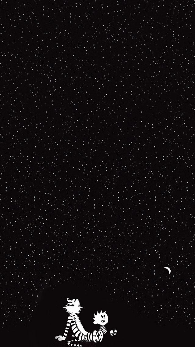 640x1136 calvin and hobbes in the starry night -  iPhone Wallpaper