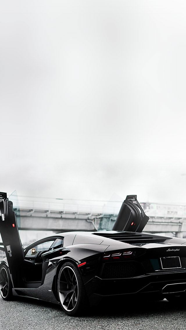 640x1136 aventador black open - aventador iPhone Wallpaper