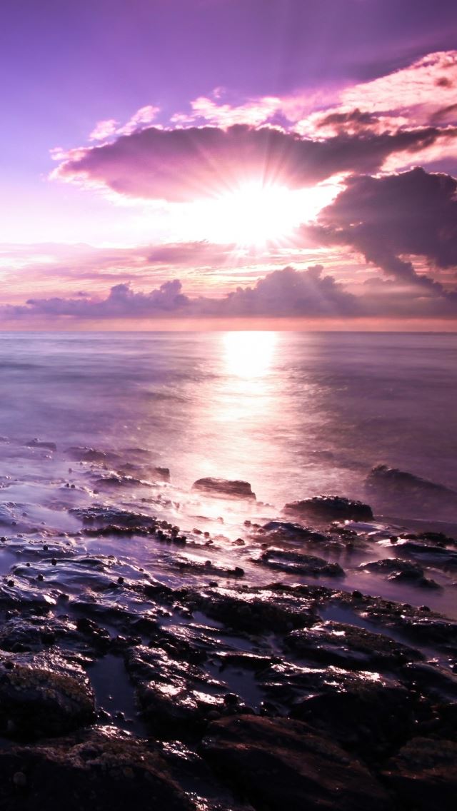 640x1136 Purple Seascape - pink iPhone Wallpaper