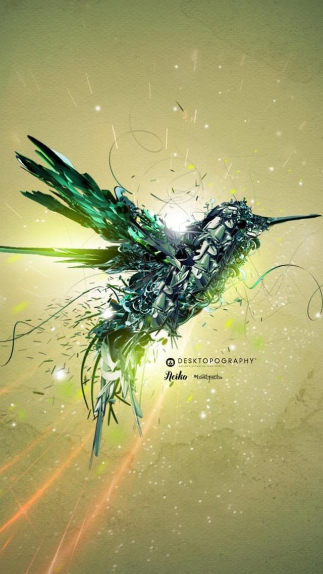 640x1136 Green Bird Flight - feather iPhone Wallpaper