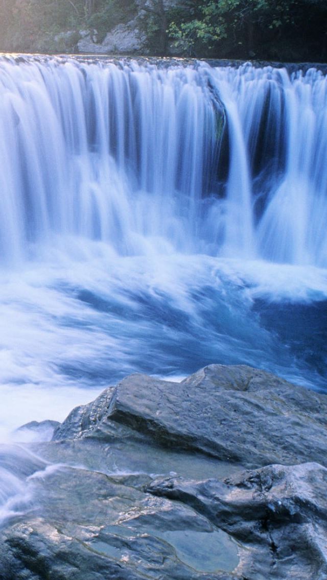640x1136 Fall Sunlight - waterfall iPhone Wallpaper