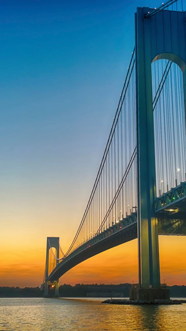 640x1136 Verrazano narrows bridge - sunset iPhone Wallpaper