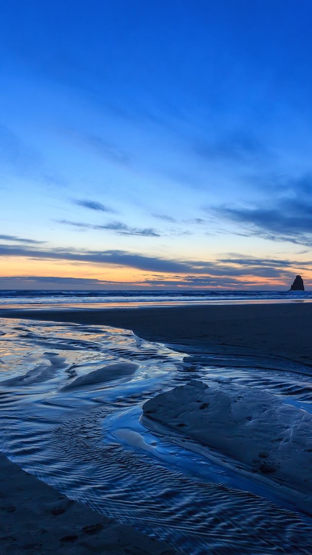640x1136 Sunset Oregon Beach - wave iPhone Wallpaper