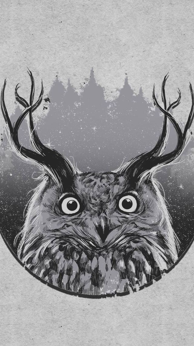 640x1136 Abstract Owl's Horn Minimalist - owl iPhone Wallpaper