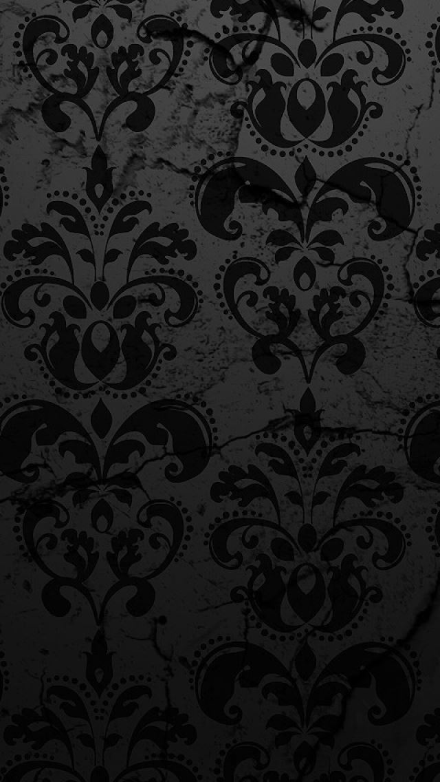 640x1136 Floral Texture Pattern Black Background -  iPhone Wallpaper