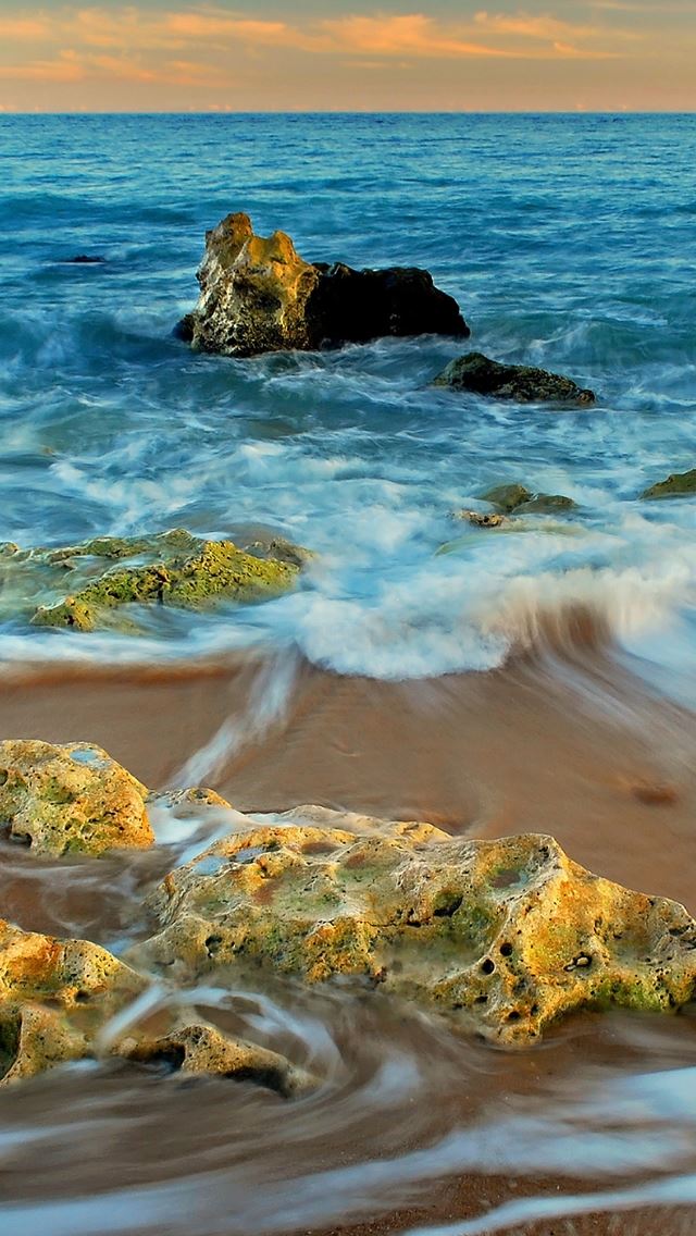 640x1136 Rocks And Sea Landscape - sandbeach iPhone Wallpaper