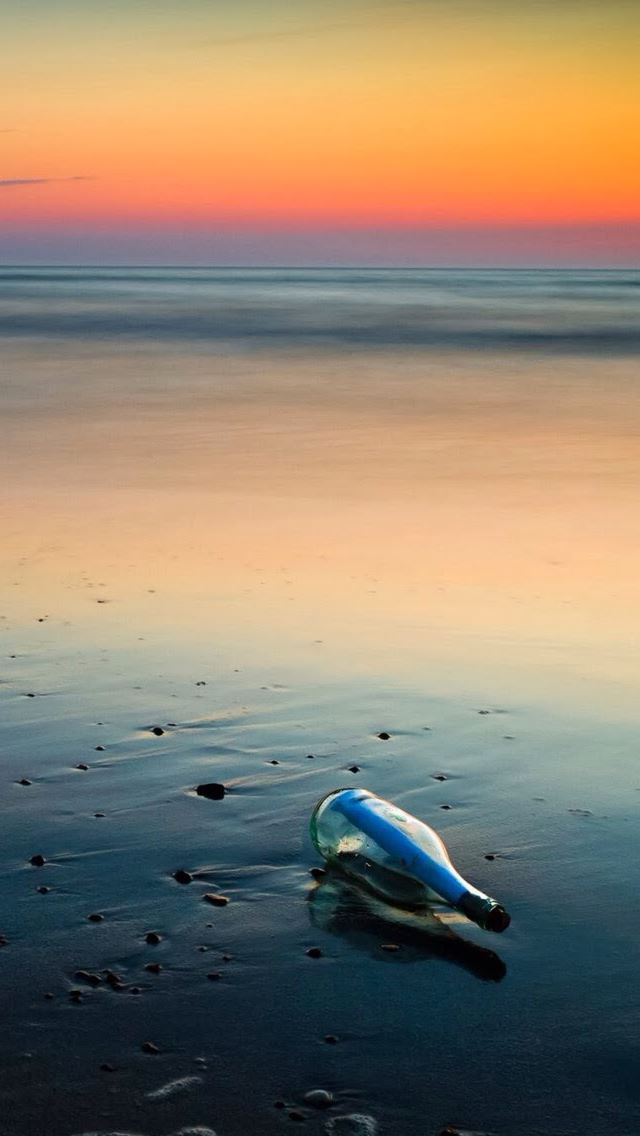 640x1136 Drift bottle Beach - pink iPhone Wallpaper