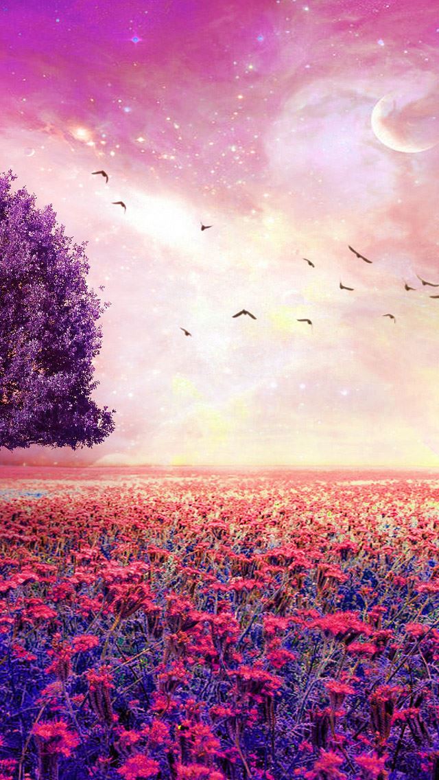 640x1136 Fairy Dreamy Natural Red Garden  - pink iPhone Wallpaper