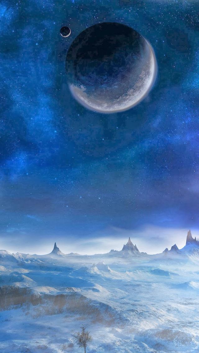 640x1136 Winter moon - snow iPhone Wallpaper