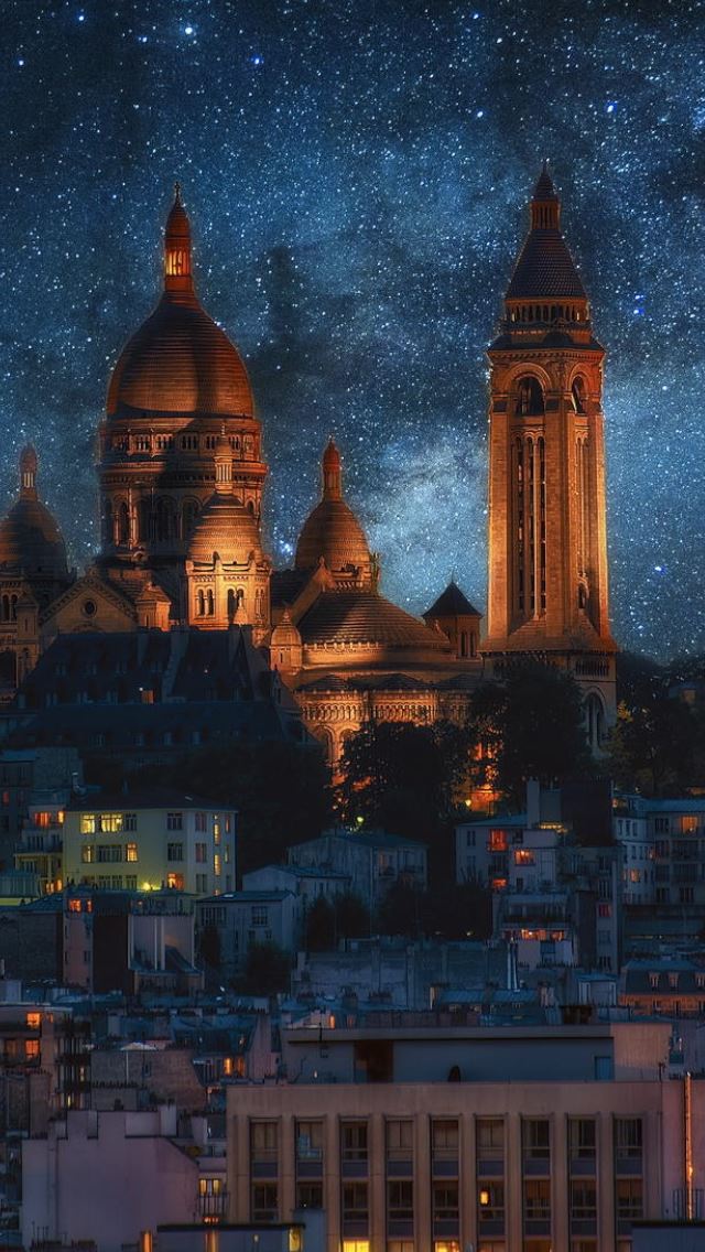 640x1136 City Night In Shiny Space - starry sky iPhone Wallpaper