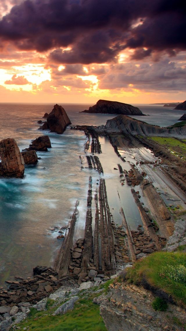 640x1136 Old Stones Barrage - sea iPhone Wallpaper