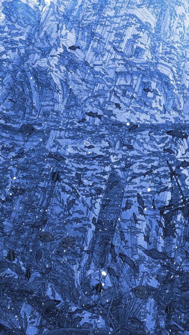 640x1136 Underwater City Full Of Fish - full iPhone Wallpaper