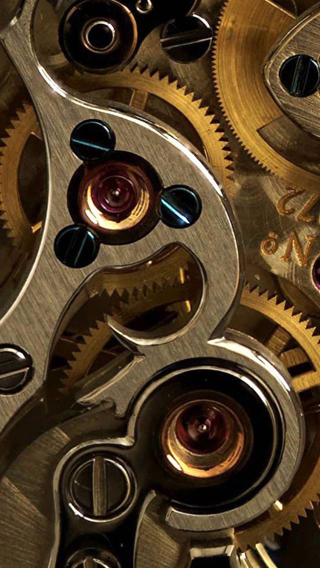 640x1136 Golden Watch Gears - circle iPhone Wallpaper