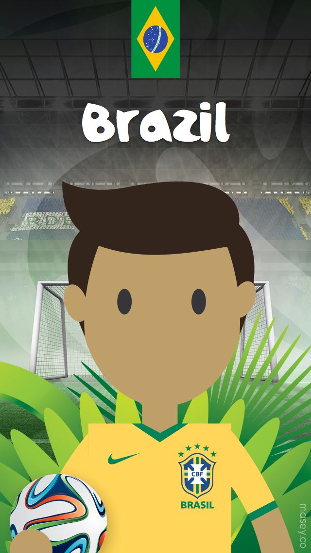 640x1136 Brazil Player FIFA World Cup 2014 Illustration -  iPhone Wallpaper