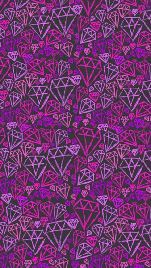 640x1136 Purple diamond hand painted background - pink iPhone Wallpaper