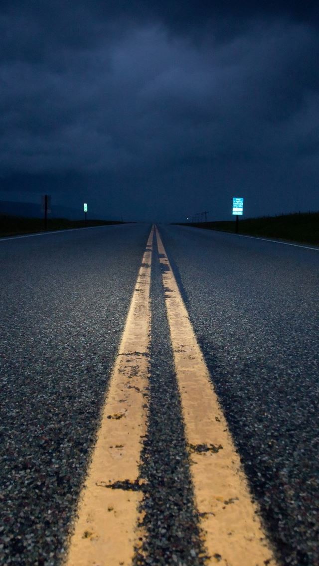 640x1136 Empty Road At Night - line iPhone Wallpaper