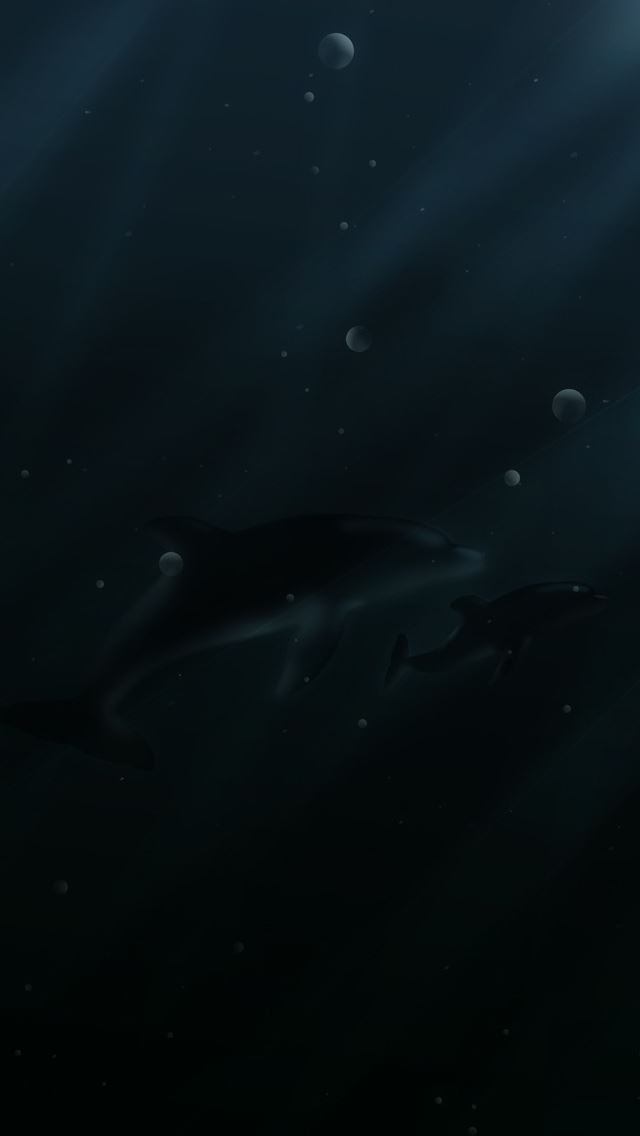 640x1136 Dolphins In The Dark Waters Digital Art - bubble iPhone Wallpaper