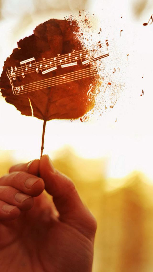 640x1136 The leaves of the music - hand iPhone Wallpaper