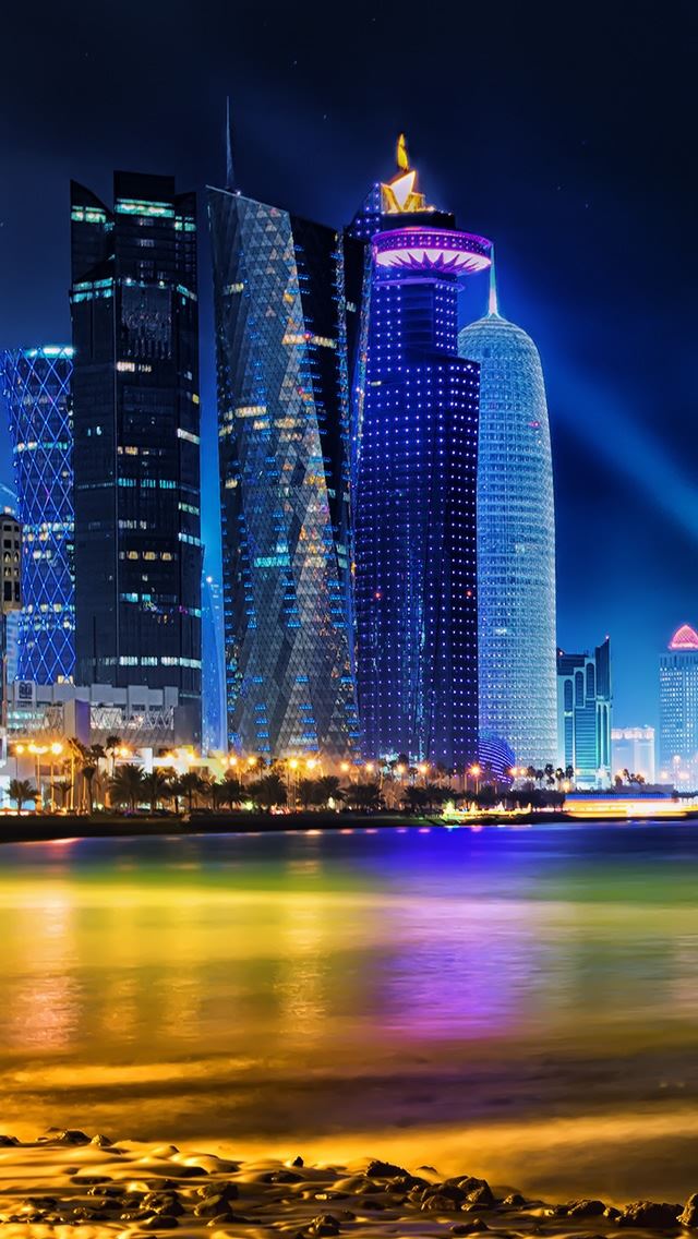 640x1136 Doha Qatar Skyline - building iPhone Wallpaper