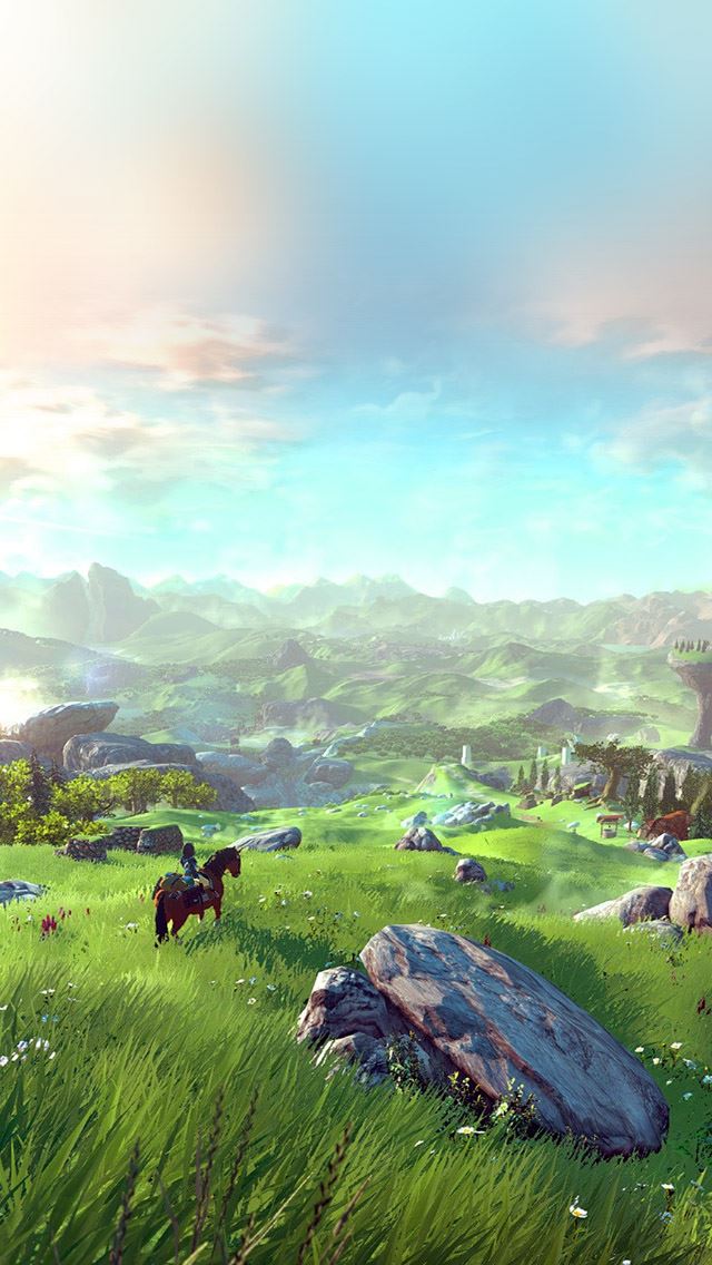 640x1136 Legend Of Zelda Field Green - horse iPhone Wallpaper