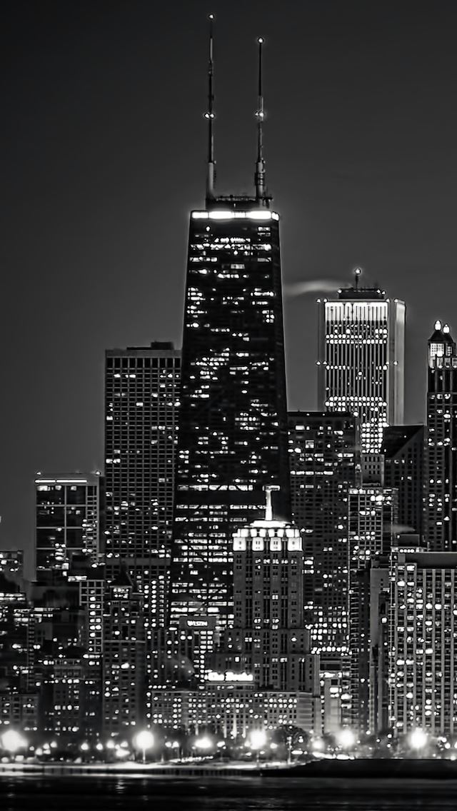 640x1136 Dark Chicago Cityscape  - chicago iPhone Wallpaper