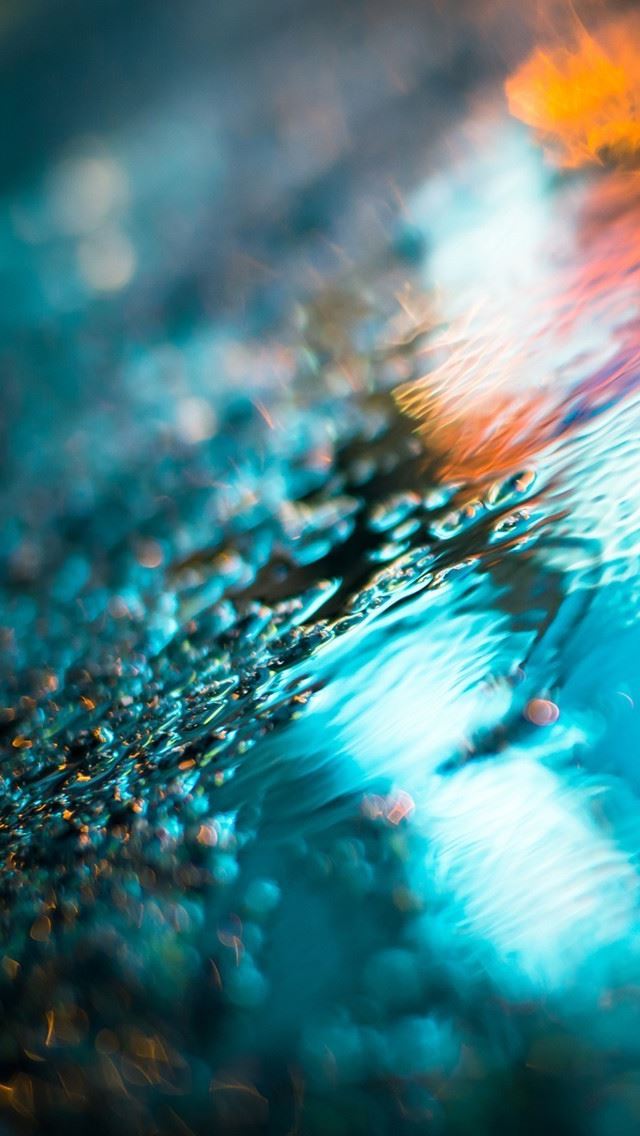 640x1136 City Lights Reflected In The Puddle - cyan iPhone Wallpaper