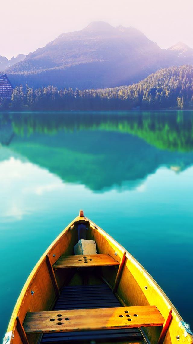 640x1136 Boat On Still Lake -  iPhone Wallpaper