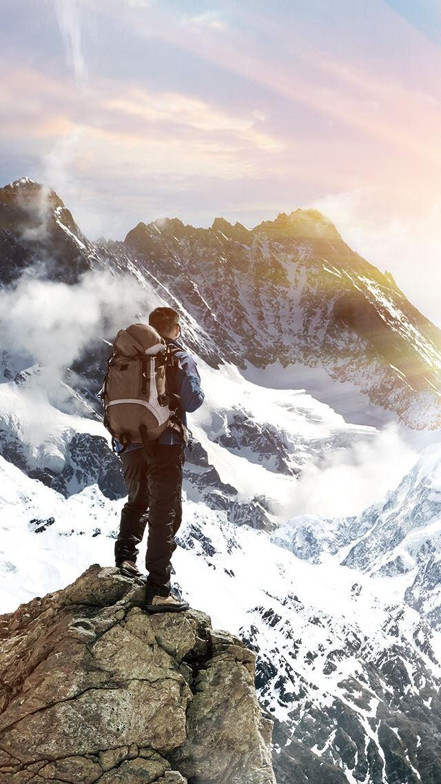 640x1136 Climb Mountain Top -  iPhone Wallpaper