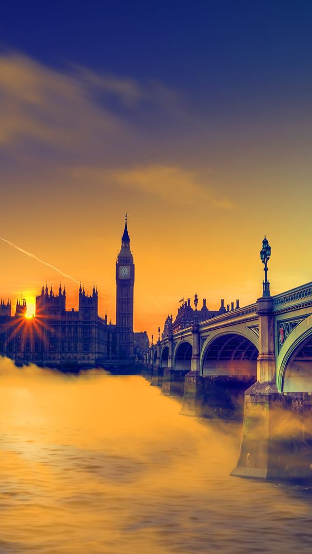 640x1136 UK Sunset Big Ben Bridge - palace of interest iPhone Wallpaper