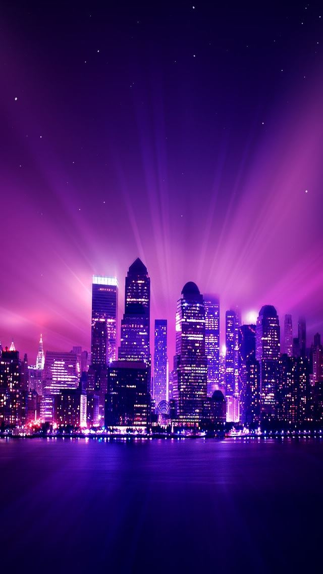 640x1136 Shine Purple City Night - buildings iPhone Wallpaper