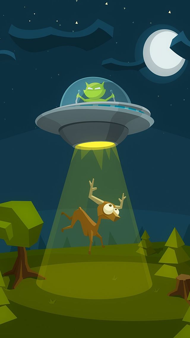 640x1136 Cartoon ET Flying Saucer Deer - deer iPhone Wallpaper